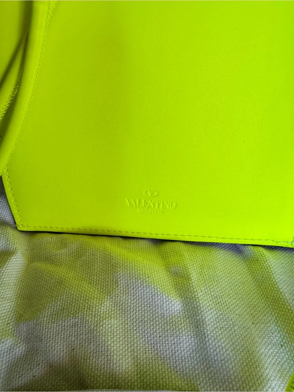 Valentino Garavani VLTN Neon Yellow Leather Phone Pouch Crossbody Bag